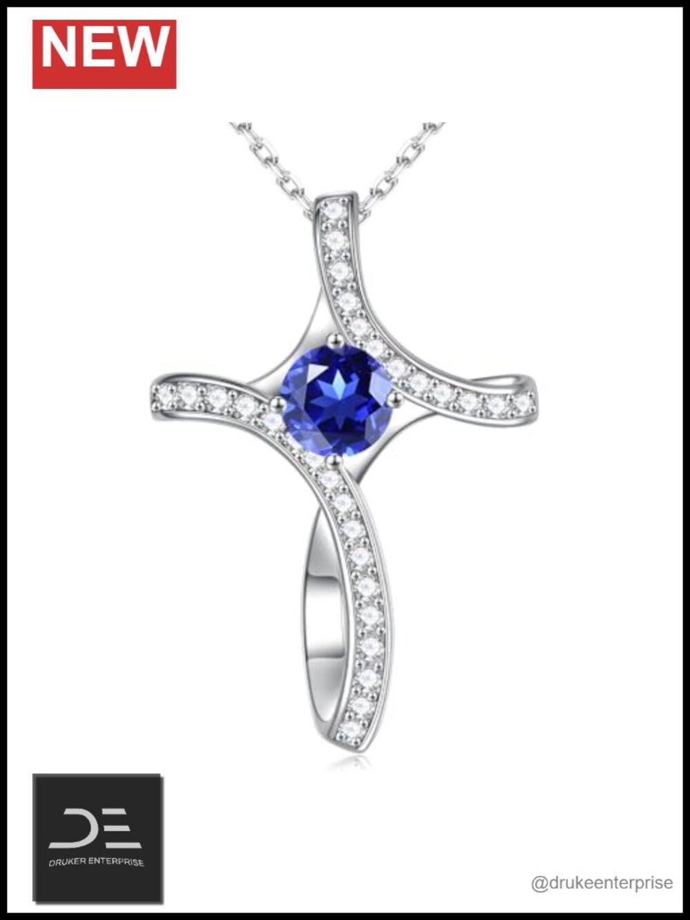 925 Sterling Silver Cross Necklace for Women with Birthstone and Cubic Zirconia